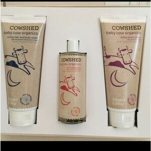 COWSHED England Organic BABY CARE Trio 3pcs Gift Set Body Hair Wash Lotion Oil